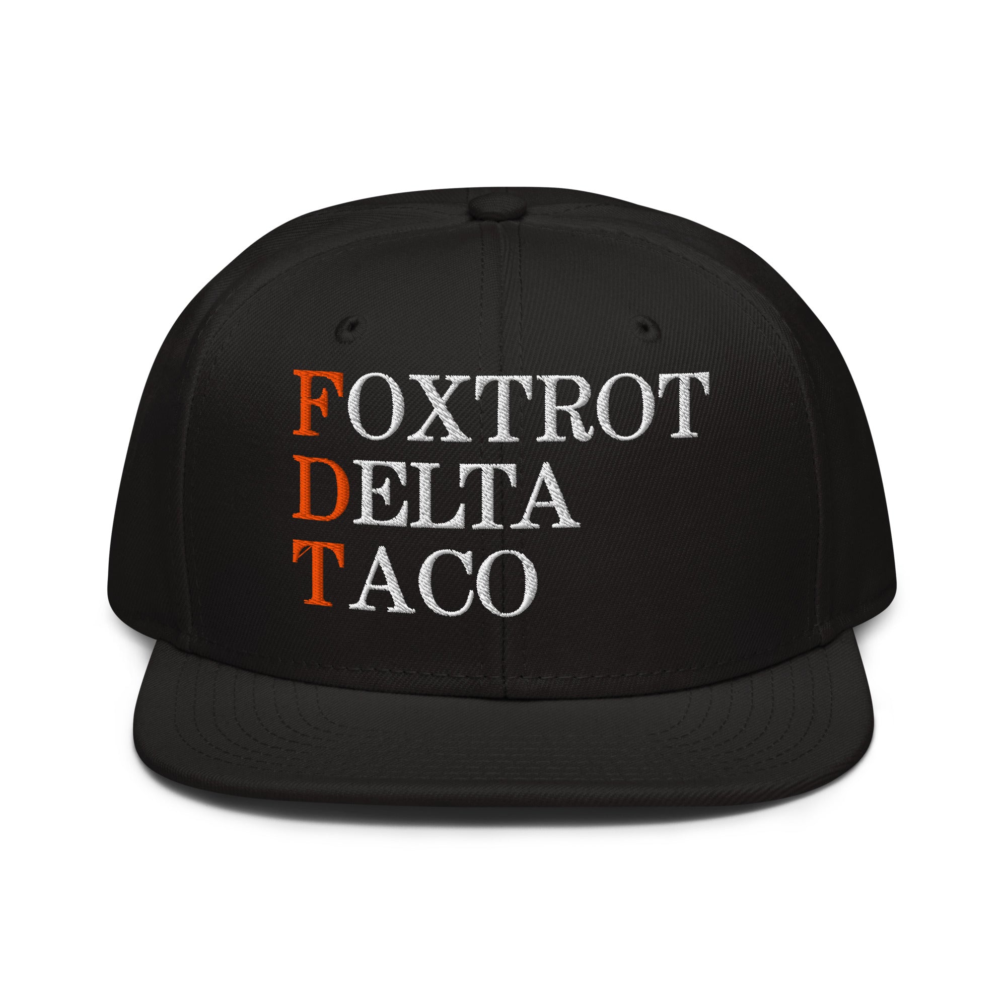 FDT Foxtrot Delta Taco Embroidered Flat Bill Brim Snapback Hat